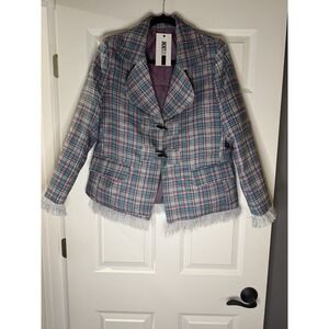 Jacket Hub Lindsay Lohan Irish Wish Plaid Jacket Large Nwt $84